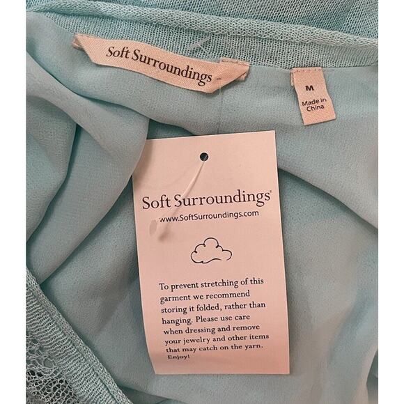 Soft Surroundings Light Blue Knit Sheer Lightweight Women's Tunic Sweater Size M - Picture 3 of 5